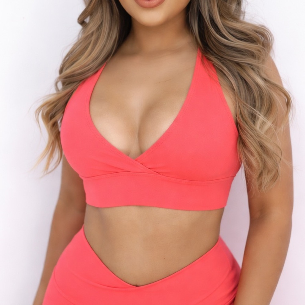 Peachy Bunz Radiance Sports Bra Sz S - Coral Pink